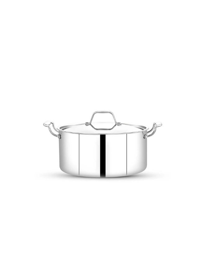 Maxima Indian Stainless Steel Cooking Pot Premium Quality | Tri Ply Base | Non-stick | Cool-Touch Handle | 22 CM - Image 1