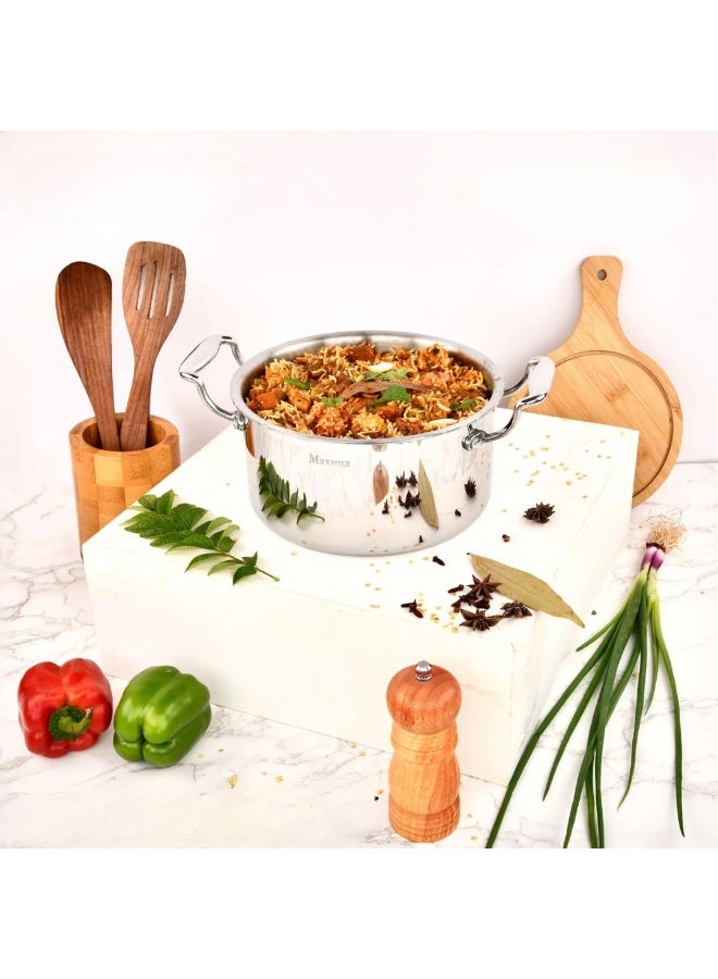 Maxima Indian Stainless Steel Cooking Pot Premium Quality | Tri Ply Base | Non-stick | Cool-Touch Handle | 22 CM - Image 2