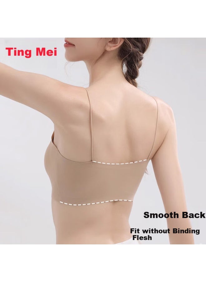 Gracewell Women's Camisole Dress Special Thin Shoulder Strap Invisible Traceless Bra Push-up Anti-slip Chest Wrap Backless Slim - Image 3