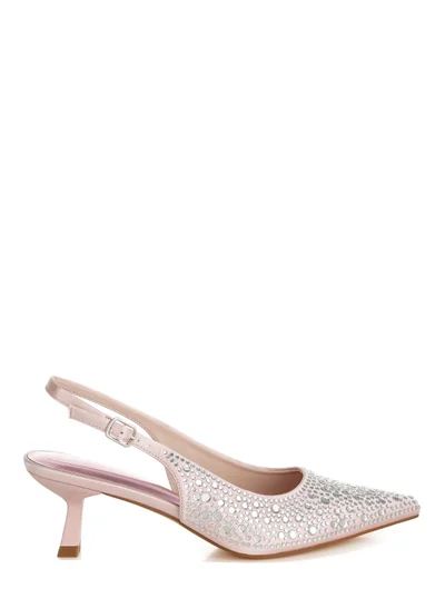 London Rag Pointed Toe Rhinestone Slingbacks in Pink