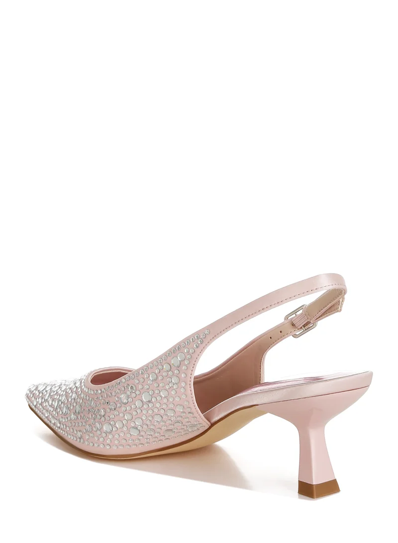 London Rag Pointed Toe Rhinestone Slingbacks in Pink