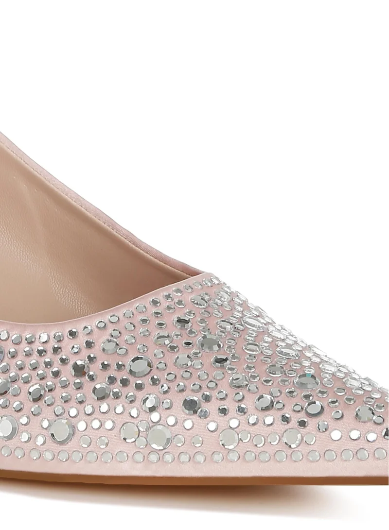 London Rag Pointed Toe Rhinestone Slingbacks in Pink