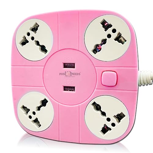 Pick Ur Needs Extension/Cord/Board/Switch/Power Strip with 2 USB Charging Ports and 4 Socket -10 Amp Heavy Duty for Multiple Devices Smartphone Tablet Laptop - Image 5