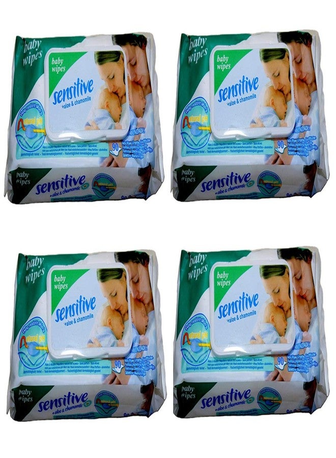 Ineffable Sensitive Baby Cotton Wipes with Flip Top Soft Cleansing Anti Bacterial Travel Pack Parabeen Free + Aloe and Chamomile with 90 Wipes in 1 Pack - Image 1