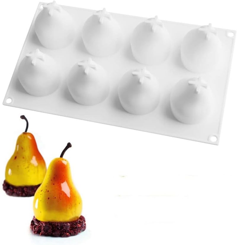 mostsom Silicone Mold Dessert Silicone Cake Mold For Baking Fondant Mould Fruit Shape Sugar Candy Jelly Bakeware Chocolates Mould (Pear E_11.68x6.84x3.2 inch) - Image 1