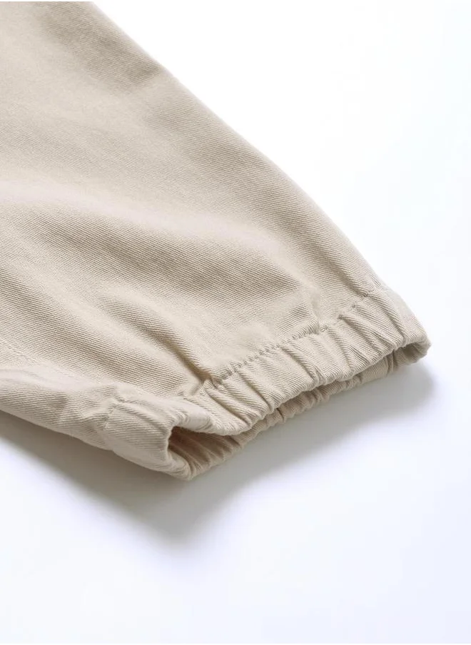 دينيس لينغو Beige Slim Fit Solid Trouser for Men - Cotton Blend, Full Length, Button & Zip, Mid Rise, Casual,