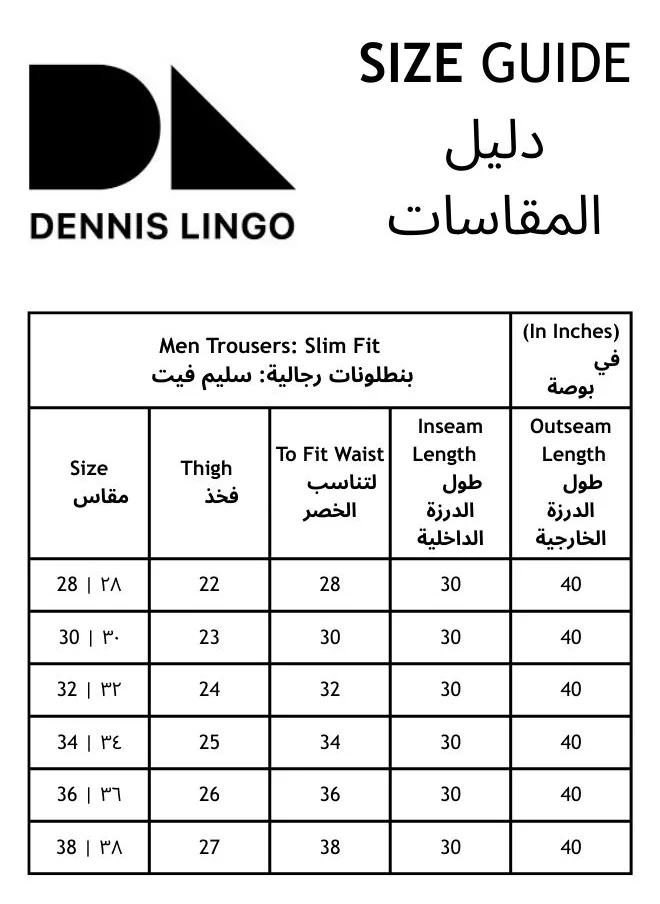 دينيس لينغو Beige Slim Fit Solid Trouser for Men - Cotton Blend, Full Length, Button & Zip, Mid Rise, Casual,