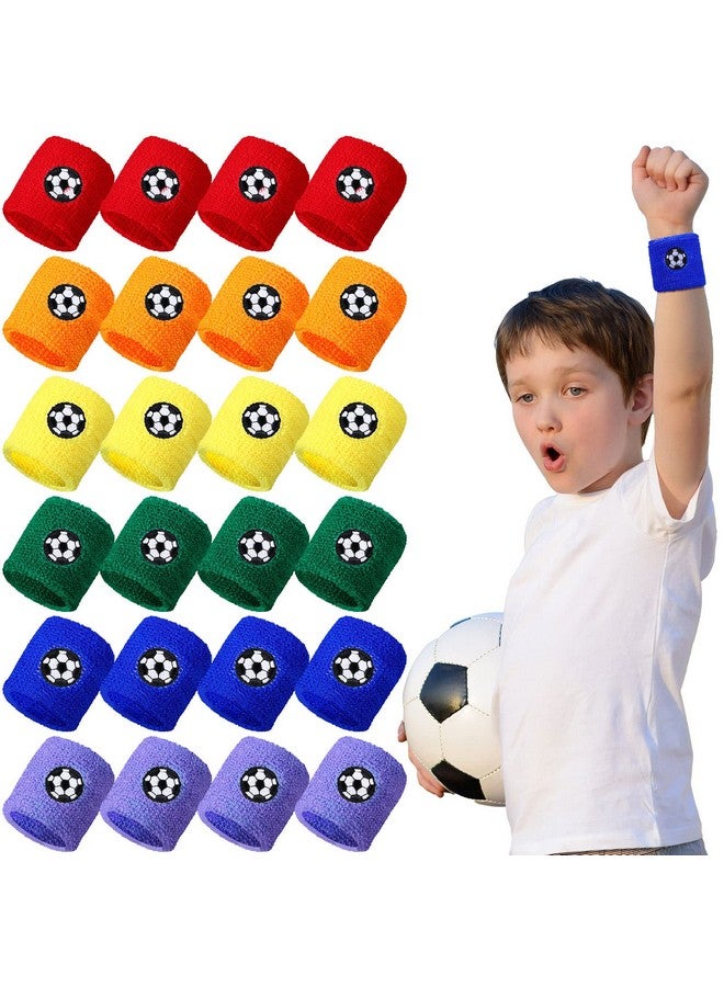 Zomiboo 24 Pieces Kids Sweatbands Kids Athletic Wristbands Childrens Sweat Bands Assorted Colors Football Sweatband Sports Party Favors For Sports Birthday Party 6 Colors - Image 1