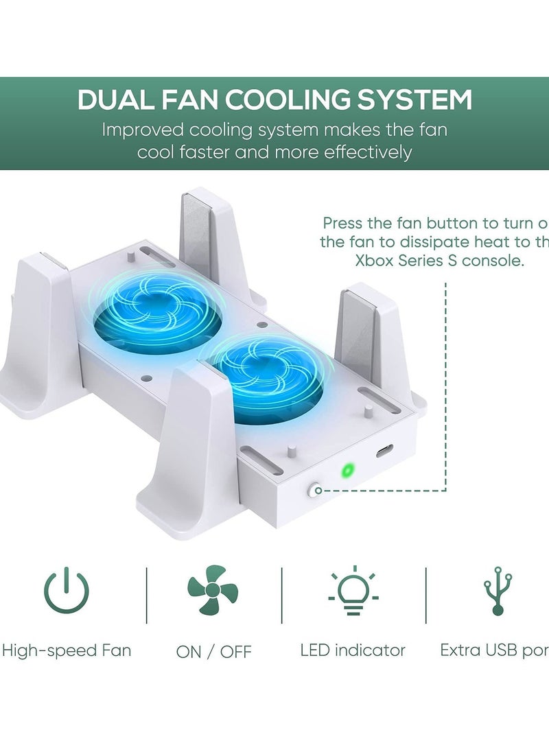 Generic - Cooling Fan Mount for Xbox Series S Consoles, Dual High-Speed Cooling Fans and Dock Attachment, Two Mounting Options For Fans, Three Adjustable Speeds, and Two Additional USB Ports - Image 1