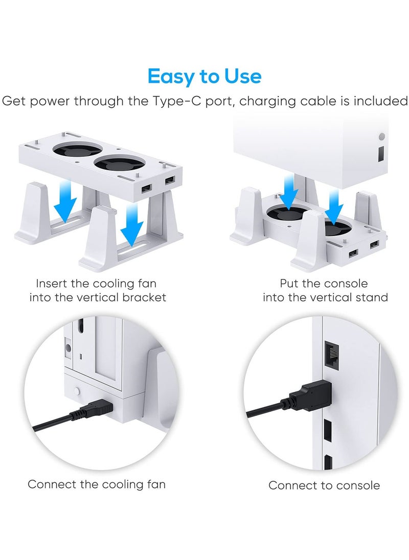 Generic - Cooling Fan Mount for Xbox Series S Consoles, Dual High-Speed Cooling Fans and Dock Attachment, Two Mounting Options For Fans, Three Adjustable Speeds, and Two Additional USB Ports - Image 1