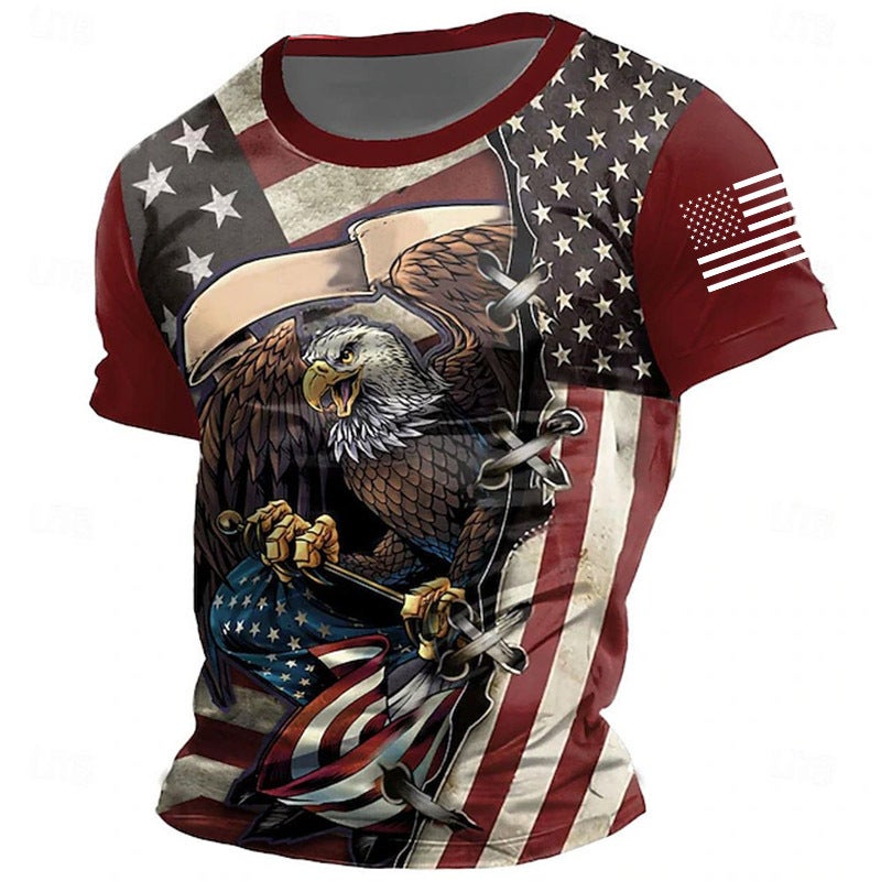 Men'S T-Shirt 3D National Style Printing Round Neck Short Sleeve T-Shirt - Image 1