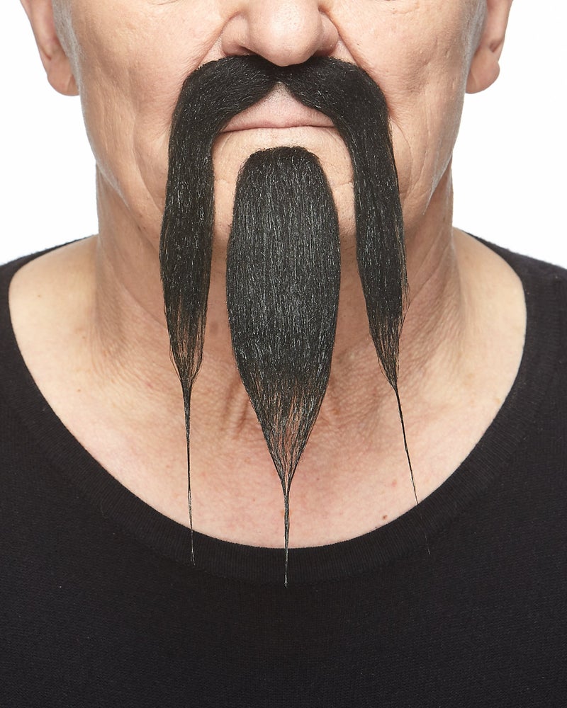 Mustaches Self Adhesive Fake Mustache and Beard, Novelty, Shaolin False Facial Hair, Costume Accessory for Adults Black Color - Image 1