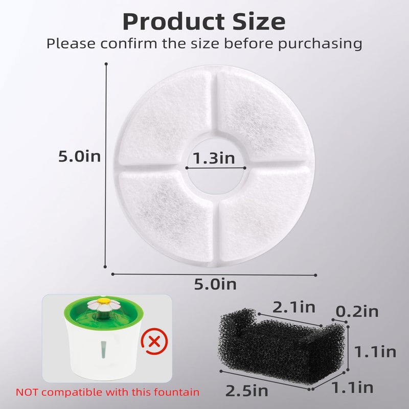 Baofum Filters Replacements for Flower Automatic Pet Fountains, Cat and Dog Water Fountain Replacement Parts, Cat Water Fountain Filters for 81oz/2.4L Round Fountains (8 Filters+4 Sponges) - Image 3
