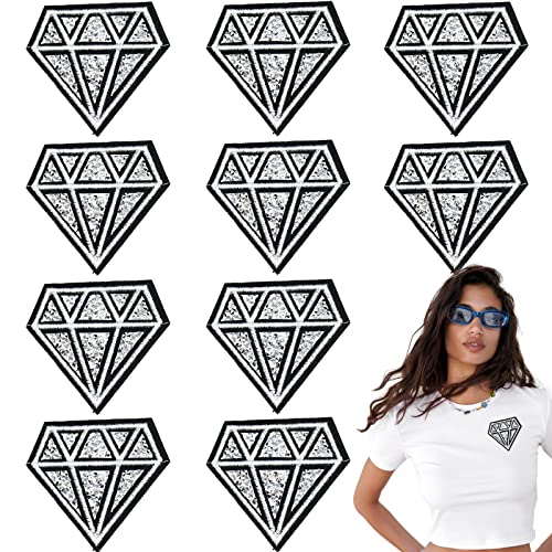 DonLeeving 10 Pack Rhinestone Decorative Patches Bling Diamonds Emoboridered Iron on Repair Patches Vintage DIY for Jeans Clothing Iron on Appliques - Image 1