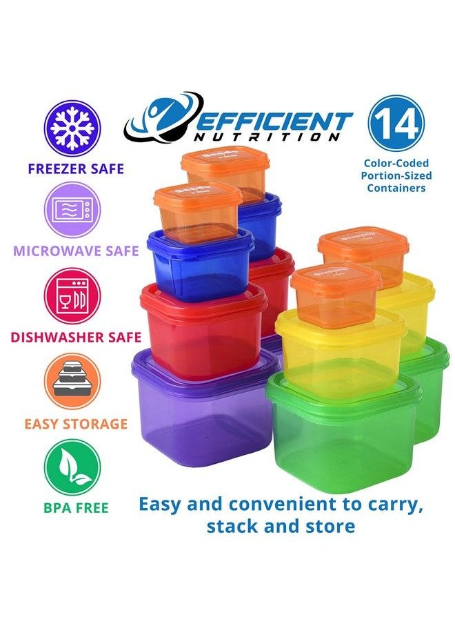 Efficient Nutrition - Portion Control Containers Deluxe Kit (14Piece) With Complete Guide + 21 Day Planner + Recipe Ebook Bpa Free Color Coded Meal Prep System For Diet And Weight Loss - Image 1