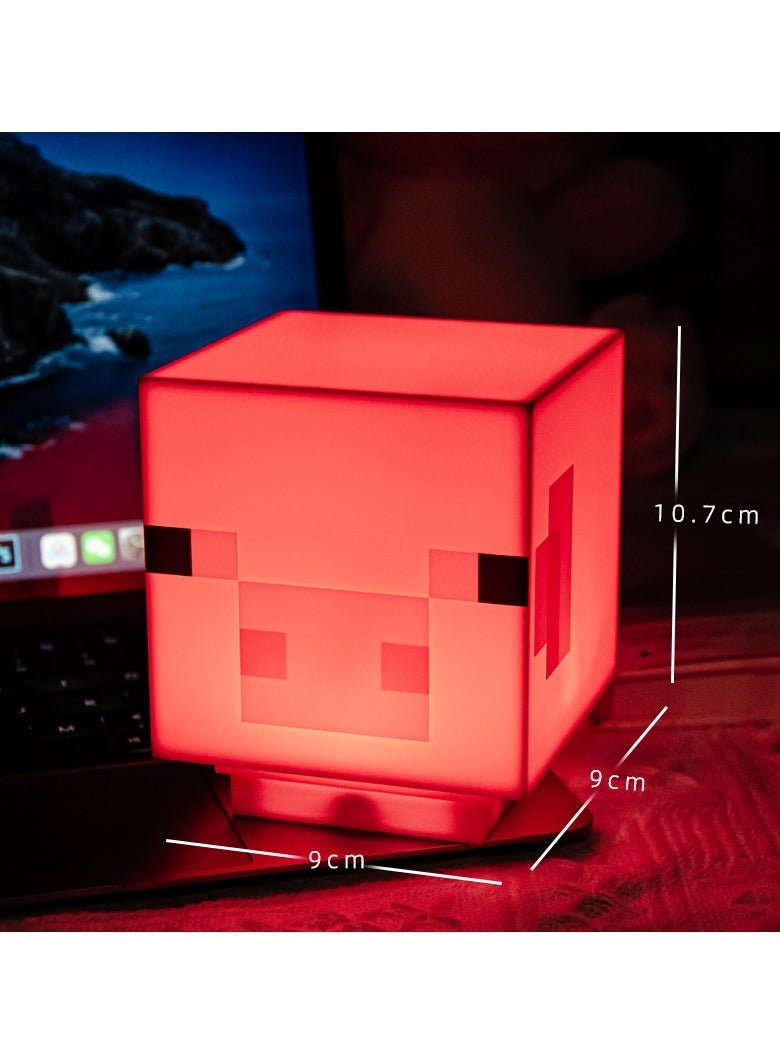 Minecraft Night Light Game Atmosphere Light Pink Pig Night Light USB charging with sound effects - Image 2