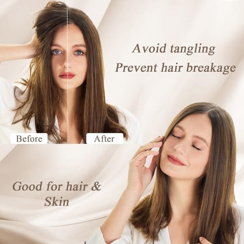Vielit King Satin Pillowcase for Hair 2pc,Similar to Silk Pillow Cases,Easier Care Than Silk Pillowcase Gifts for Women Men,Beige,20x36 & Envelope Closure and 2 Satin Scrunchies - Image 3