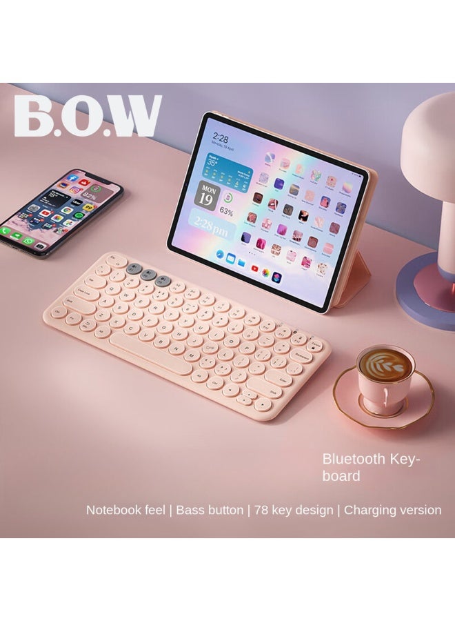بي.أو.دب لوحة مفاتيح لاسلكية للشحن عبر البلوتوث 78 مفتاح عالمية للهواتف المحمولة والأجهزة اللوحية وأجهزة الكمبيوتر المحمولة مجموعة لوحة مفاتيح وفأرة - Image 1