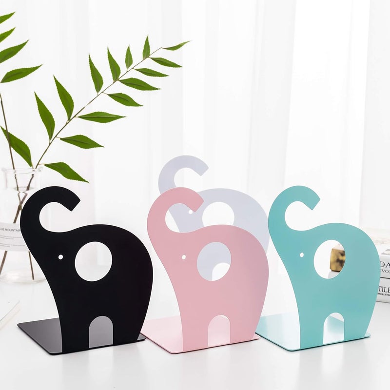 oddpod ™ Elephant Metal Bookends for Office Decor/Book Shelf/Living Room/Home Décor 1352 8.5" - White - Image 5