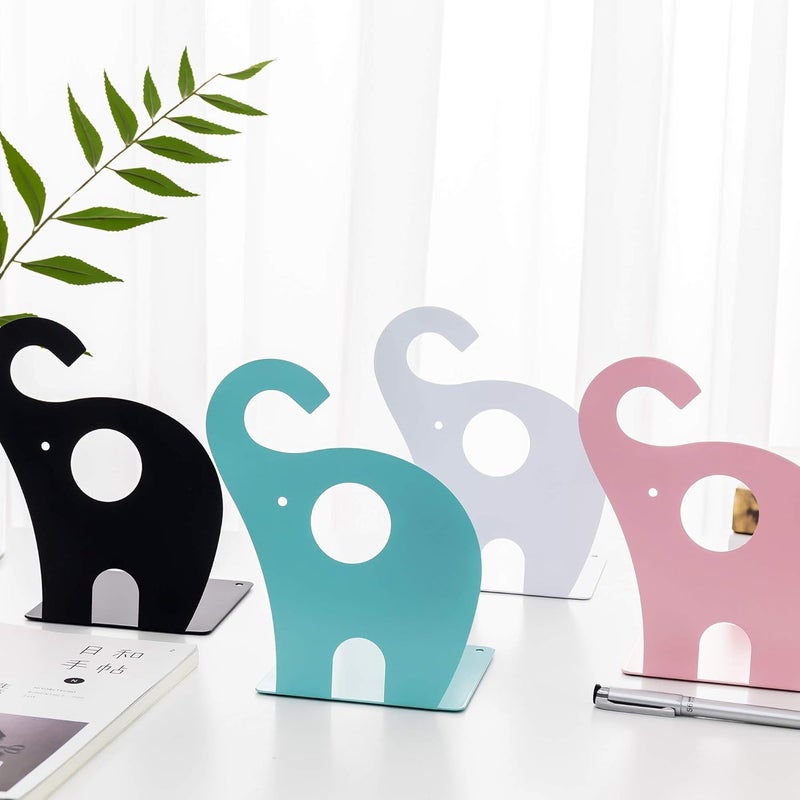 oddpod ™ Elephant Metal Bookends for Office Decor/Book Shelf/Living Room/Home Décor 1352 8.5" - White - Image 4