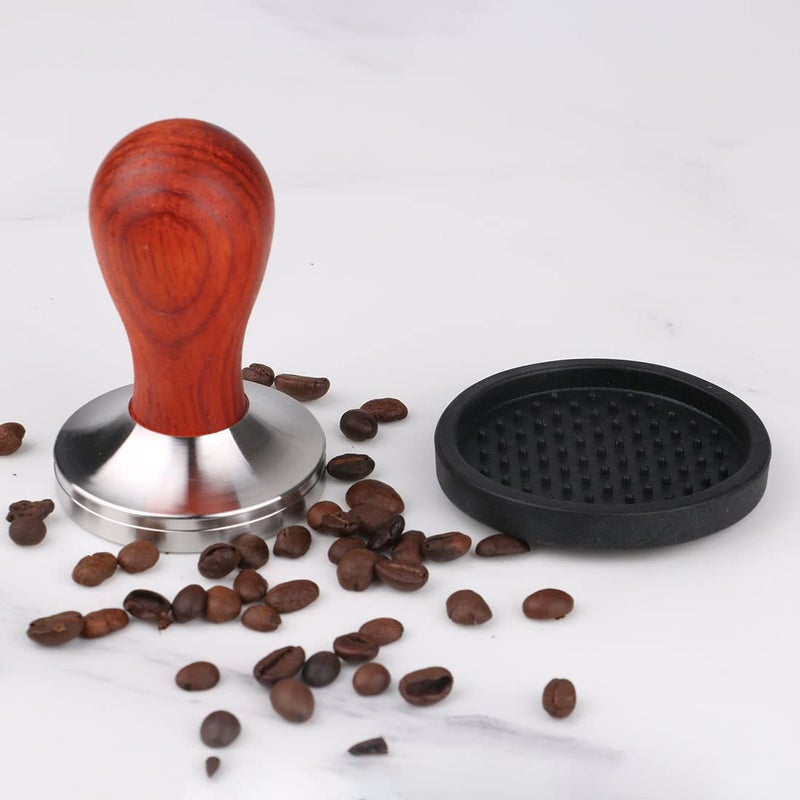 Omgogo Coffee Tamper 53Mm Stainless Steel Barista Espresso Base Coffee Bean Press With Mat Tamper With 304 Stainless Steel Base Wooden Handle Barista Espresso Machines Accessory - Image 3
