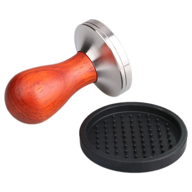 Omgogo Coffee Tamper 53Mm Stainless Steel Barista Espresso Base Coffee Bean Press With Mat Tamper With 304 Stainless Steel Base Wooden Handle Barista Espresso Machines Accessory - Image 1