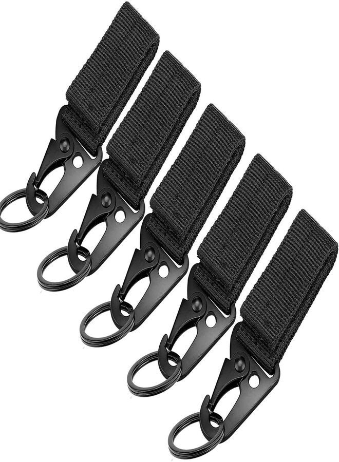Coolty 5 Pack Tactical Hanging Belt Carabiner Clip Molle Strap Snap Hook Nylon Webbing Buckle Strap Clip Backpack Tape Keychain Hanging Buckle Belt for Camping Hiking Outdoor Activity - Image 1