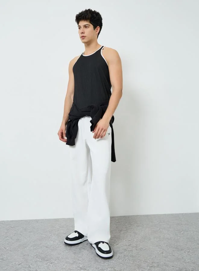 Take Two Men Black Ribbed Tank Top