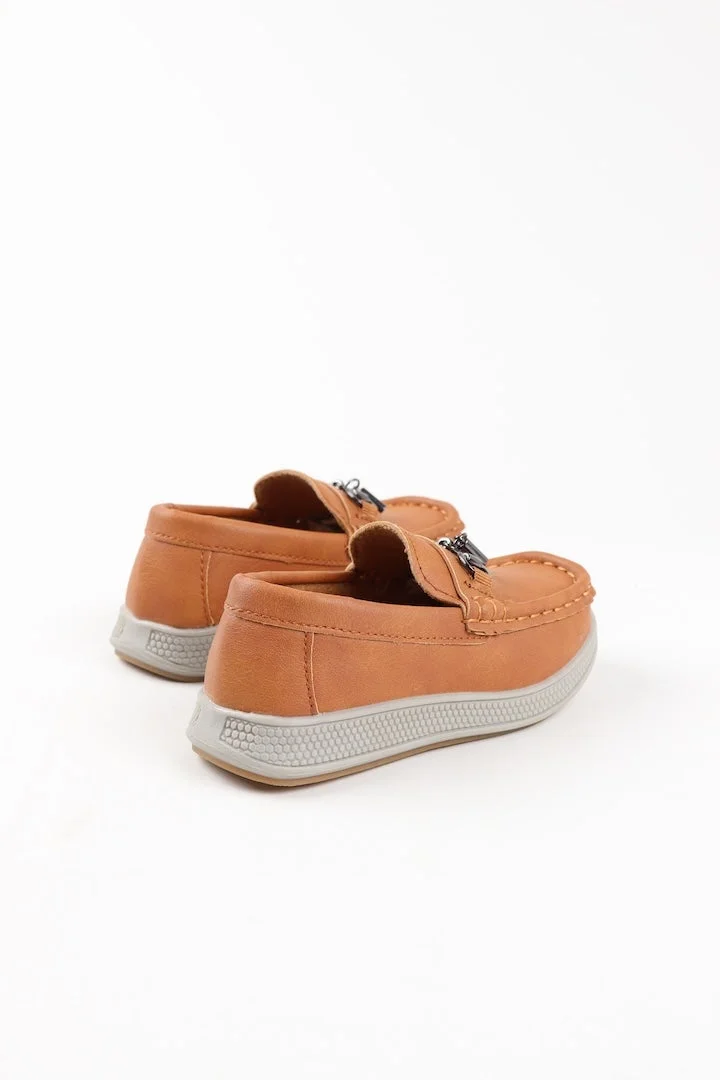 Viny Tan Viny Boys Slip-On Loafers – Comfortable PU Kids Casual Shoes for School & Everyday Wear – Blue, Black, Tan, Coffee  | Best Price UAE