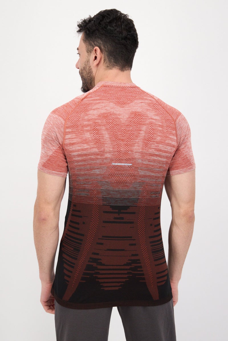 asics Men Slim Fit Short Sleeve Training T-Shirt, Rust - Image 3