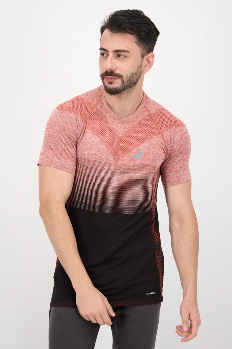 asics Men Slim Fit Short Sleeve Training T-Shirt, Rust - Image 1
