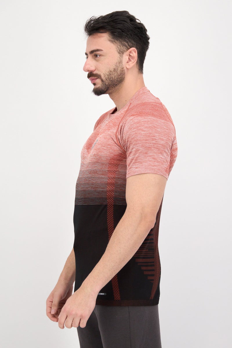 asics Men Slim Fit Short Sleeve Training T-Shirt, Rust - Image 2