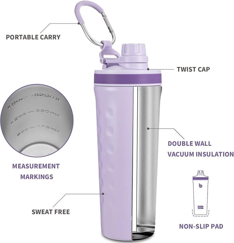 bottle bottle bottlebottle BOTTLE BOTTLE 26oz Insulated Shaker Bottle Insulated Stainless Steel Water Bottle with Wire Whisk, Reusable Stainless Steel Water Bottle, Gym Water Bottle purple - Image 2