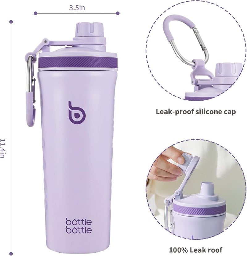 bottle bottle bottlebottle BOTTLE BOTTLE 26oz Insulated Shaker Bottle Insulated Stainless Steel Water Bottle with Wire Whisk, Reusable Stainless Steel Water Bottle, Gym Water Bottle purple - Image 3