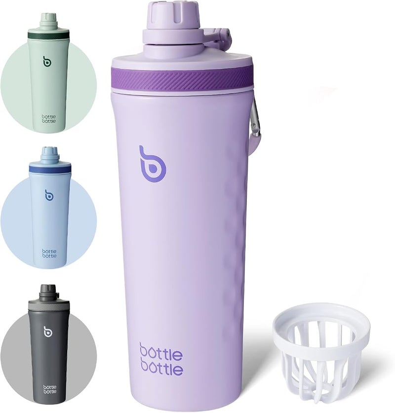 bottle bottle bottlebottle BOTTLE BOTTLE 26oz Insulated Shaker Bottle Insulated Stainless Steel Water Bottle with Wire Whisk, Reusable Stainless Steel Water Bottle, Gym Water Bottle purple - Image 1