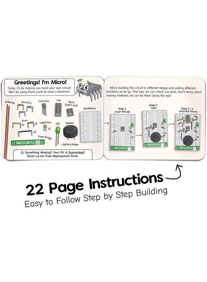 MicroKits Theremin Electronics Kit | Educational Music STEAM/STEM for Kids or Adults | No Tools Needed Easy to Build Breadboard Kit - Image 4