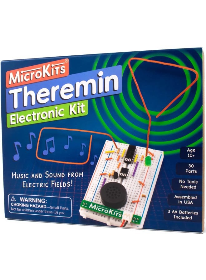 MicroKits Theremin Electronics Kit | Educational Music STEAM/STEM for Kids or Adults | No Tools Needed Easy to Build Breadboard Kit - Image 1