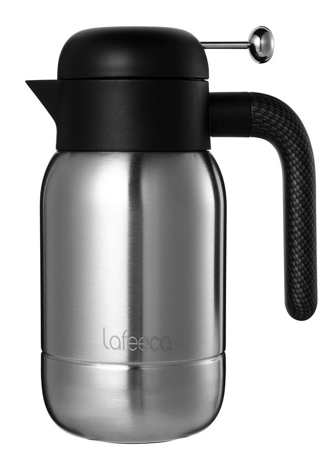 LAFEECA Aura Thermal Coffee Carafe Tea Pot for Keeping Hot & Iced Cold - Vacuum Insulated - Water Pitcher - Beverage Dispenser - Leakproof Cool touch handle - BPA Free - 1 Liter - Stainess - Image 1