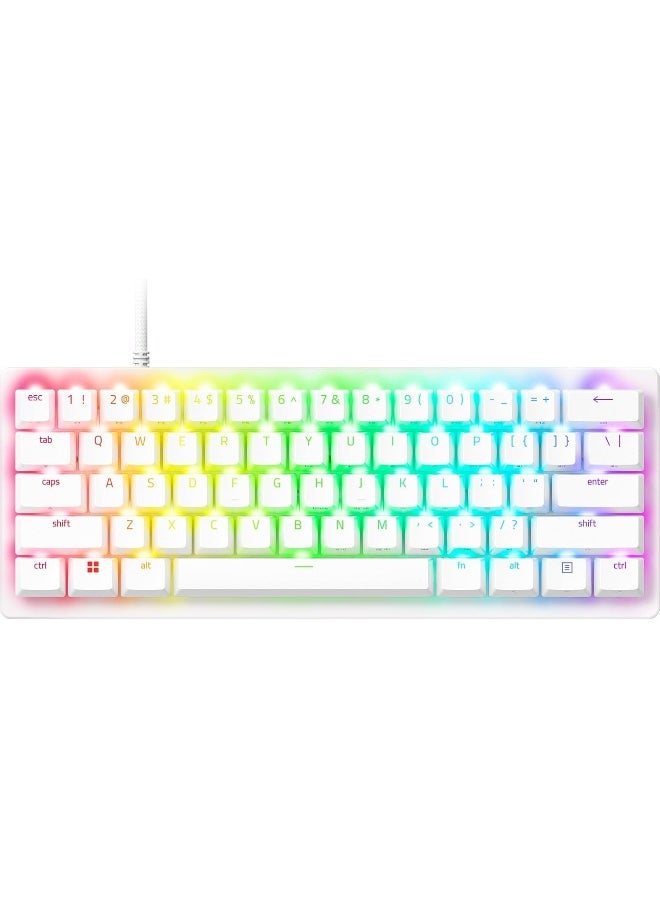 RAZER Huntsman V3 Pro Mini 60% Gaming Keyboard, Analog Optical Switches Gen‑2 (0.1–4.0 mm Adjustable Actuation), Rapid Trigger & Snap‑Tap, 60% Compact Layout, PBT Double‑Shot Keycaps, Chroma RGB, USB‑C Wired, White Edition | RZ03-04991700-R3M1