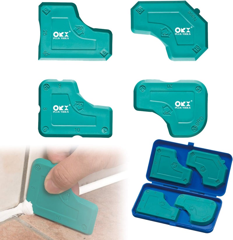 ORX PLUS TOOLS ORXPLUS Tools 4 Pieces Caulking Tool Kit Silicone Sealant Finishing Tool for Silicone Sealant Grout Finishing Sealing, Green - Image 1
