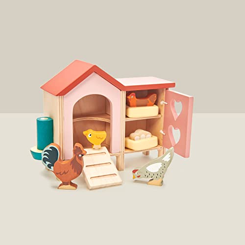 Tender Leaf Toys - Chicken Coop - 9 Pcs Miniature Henhouse Farm Animal Toys, Dollhouse Accessories Pretend Play Set for Kids Imaginative Play - Age 3+ - Image 5