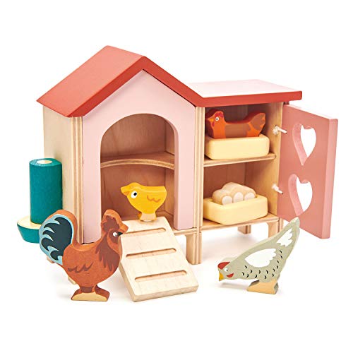 Tender Leaf Toys - Chicken Coop - 9 Pcs Miniature Henhouse Farm Animal Toys, Dollhouse Accessories Pretend Play Set for Kids Imaginative Play - Age 3+ - Image 1