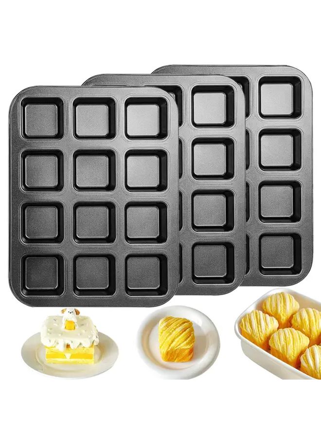 3pcs Non Stick Carbon Steel Square Cake Bread Loaf Pan Oven Safe Baking Supplies - Image 1