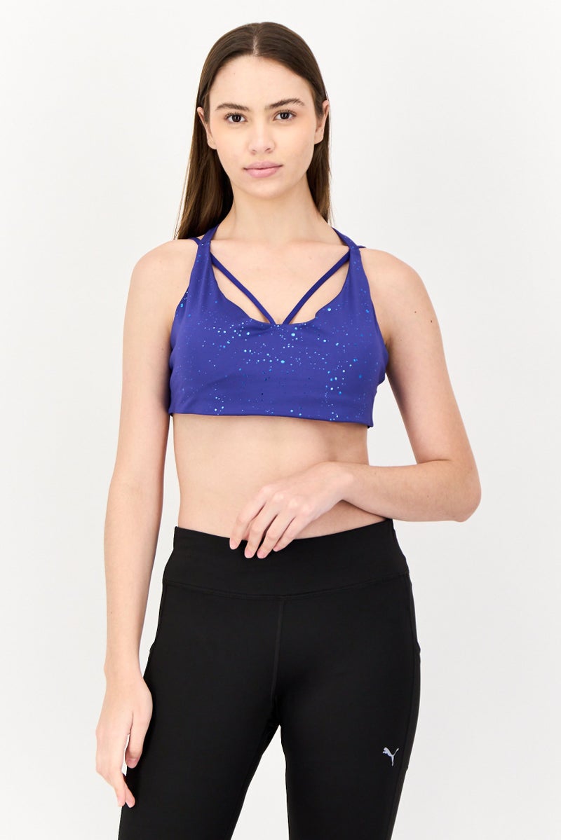 PUMA Women Sportswear Fit Padded Sports Bra, Blue - Image 1