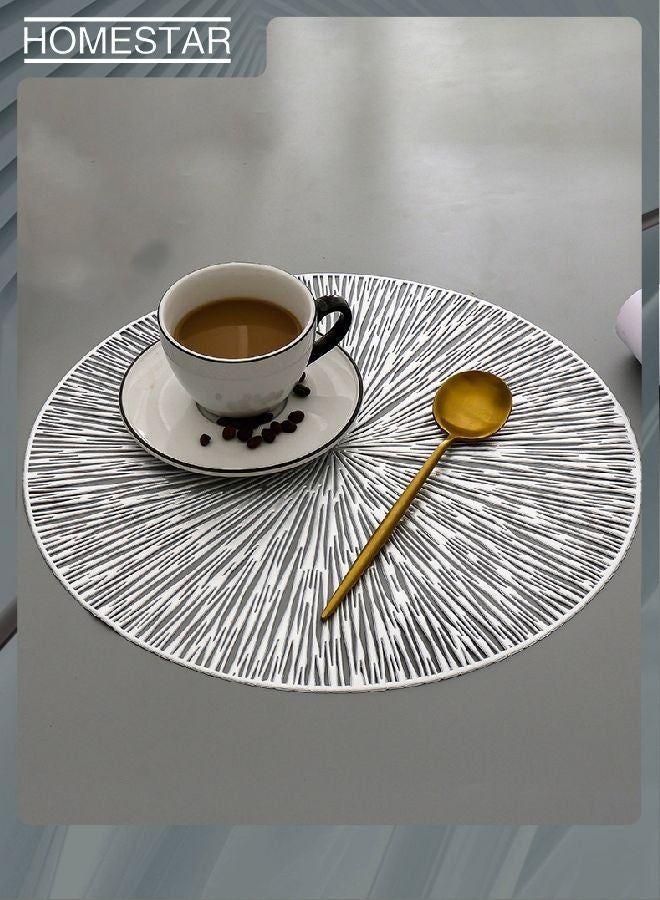 هومستر 8 حزمة مستديرة الألعاب النارية مواضع زخرفية PVC مجوفة طاولة مكان ماتز مقاوم للحرارة مواضع الطعام غير المنزلق للمطبخ المنزلي سليفر، ذهب - Image 3