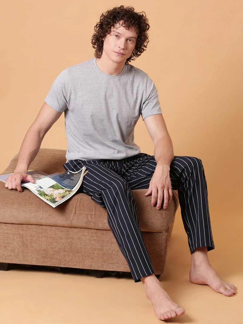 Joven Midnight Navy JOVEN Men Checked Cotton Lounge Pant  | Best Price UAE