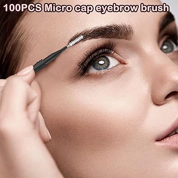 CANIPHA 100 Pcs Micro Eyebrow Brush With Cap 2 Size Multifunctional Spoolie Lamination Brush for Lashes - Image 2