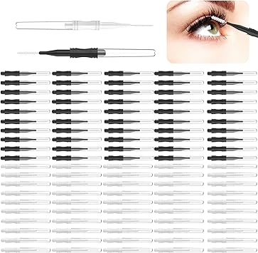 CANIPHA 100 Pcs Micro Eyebrow Brush With Cap 2 Size Multifunctional Spoolie Lamination Brush for Lashes - Image 1