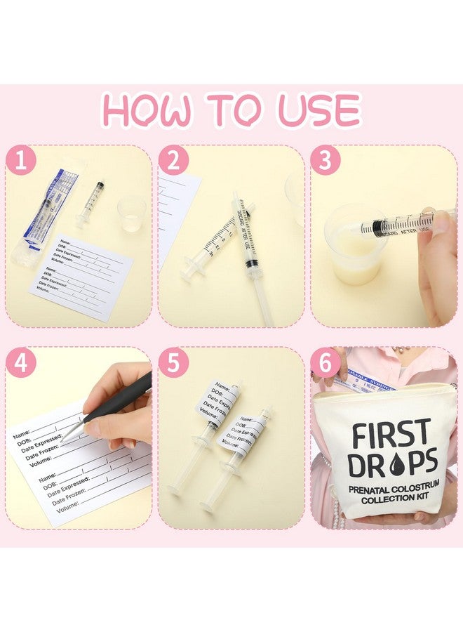 Geiserailie Geiserailie 100 Set Colostrum Collector Kit Include 100 1ml /3ml Sterile Sealed Breast Milk Collector No Needle Colostrum Syringes 100 Stickers 1 Measuring Cup Collection 1 White Canvas Bag - Image 3