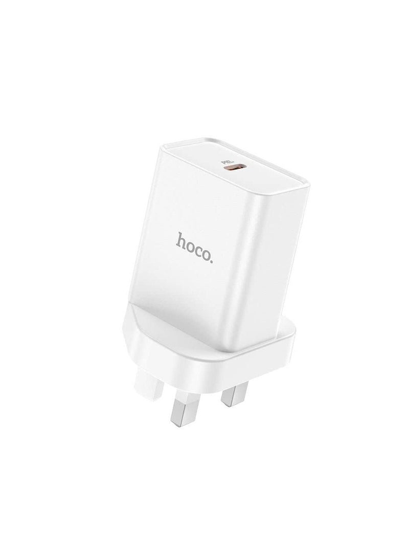 HOCO NK6 Rise, wall charger, Type-C PD 20W output, UK plug, cable Type-C - Image 1